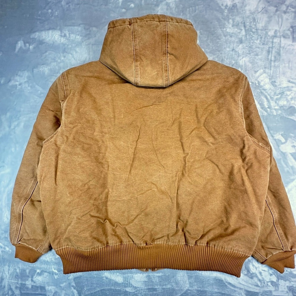 Carhartt Jacket Mens 2XL Brown J130 Sandstone Active Hooded Quilted Flannel Line - Picture 7 of 7